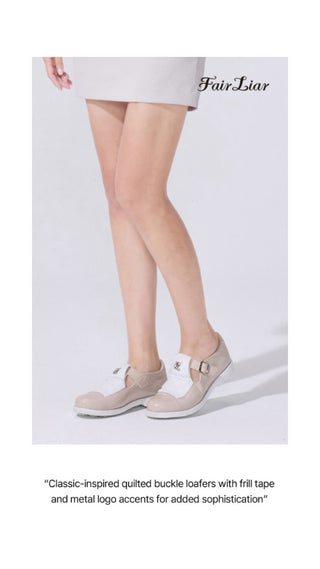 Quilted Buckle Loafers (Beige)