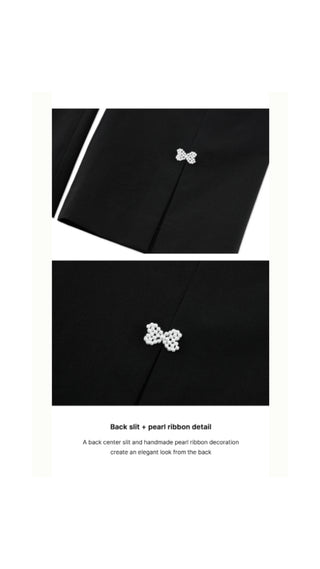 High Waist Back Opening Bootcut Pants (Black)