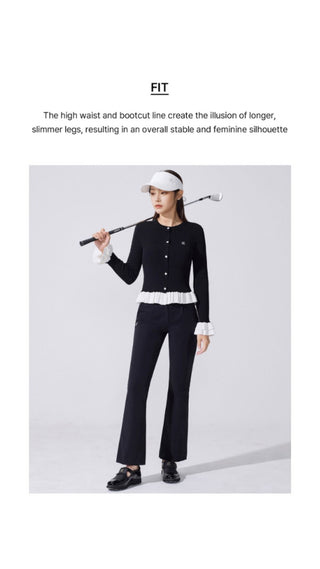 Lace Slit Bootscut Pants (White)