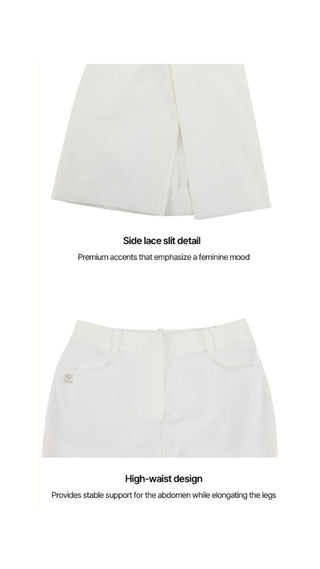 Lace Slit Bootscut Pants (White)