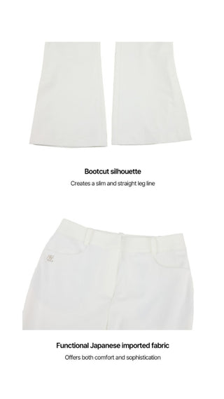 Lace Slit Bootscut Pants (White)