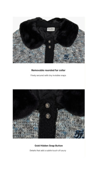 Fur Collar Windproof Cardigan (Black)