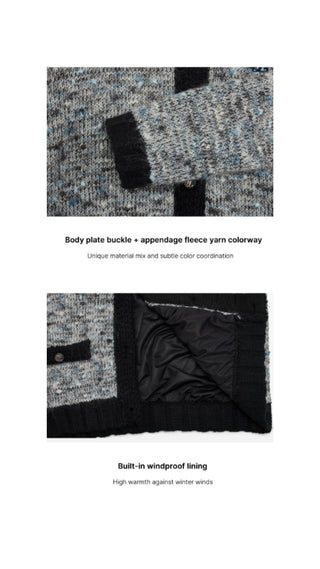 Fur Collar Windproof Cardigan (Black)