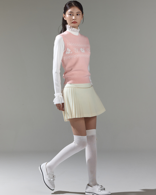 Flower Jacquard Knit Vest - Pink