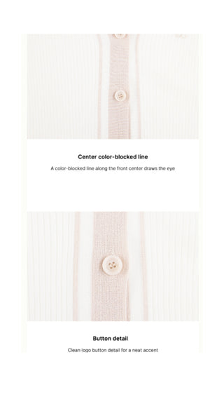 Color Combination Wide Ribbed Cardigan (White)