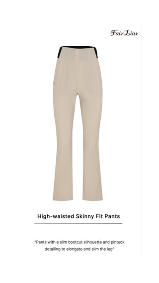 High-waisted Skinny Fit Pants (Beige)