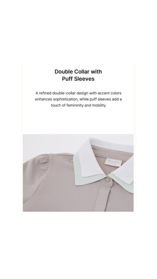 Double Color Collar T Shirt (Beige)