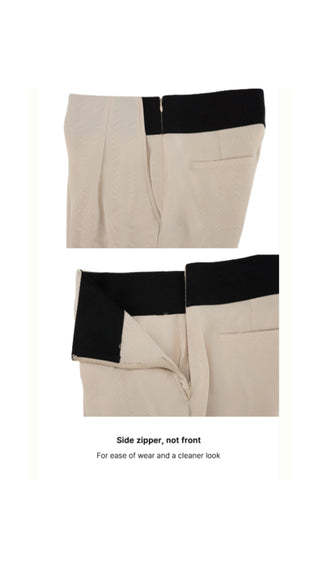 High-waisted Skinny Fit Pants (Beige)