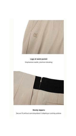 High-waisted Skinny Fit Pants (Beige)