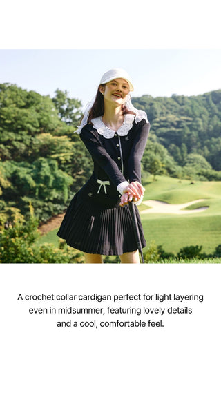 Crochet Collar Cardigan (Black)