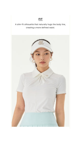 Front shirring short sleeve T Shirt (White)