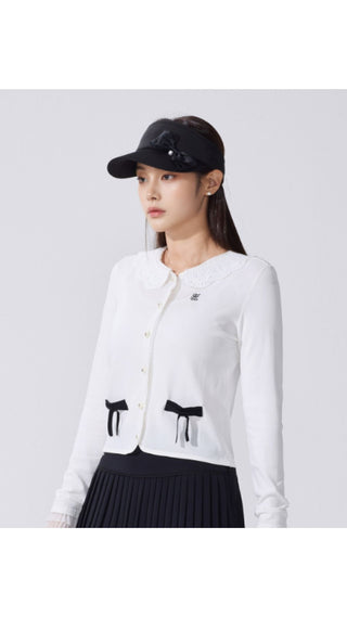 Pearl Ribbon Organza Visor (Black)