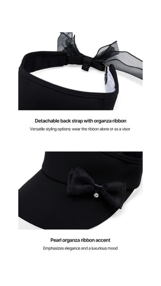 Pearl Ribbon Organza Visor (Black)