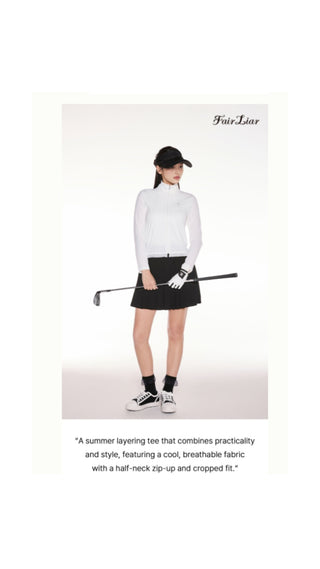 Cropped Cooling ZipUp T Shirt (White)