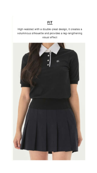 Lettering Jacquard Pleated Skirt (Black)