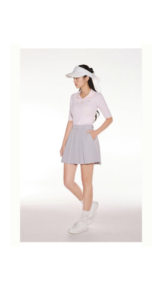 Open Collar Pearl Point Neck Knit (Pink)