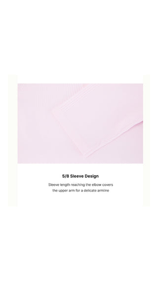 Open Collar Pearl Point Neck Knit (Pink)