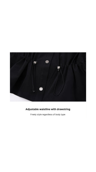 Pocket Collar Waist Band Vest (Black)