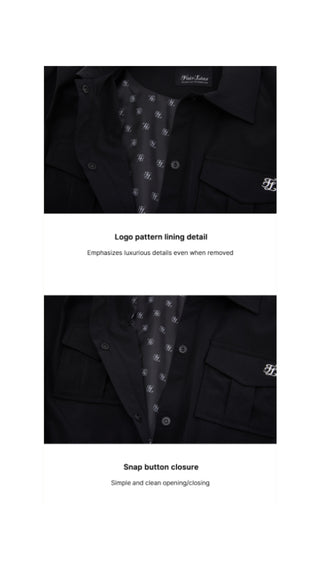 Pocket Collar Waist Band Vest (Black)