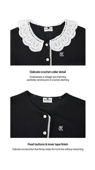 Crochet Collar Cardigan (Black)