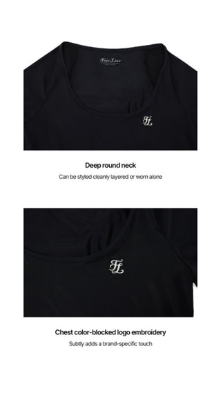 Frill Sleeve Cooling Inner T-shirt (Black)