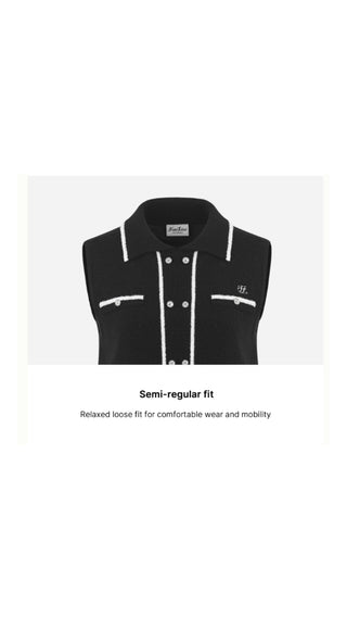 Double Button Windproof Knit Vest (Black)