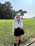 Flower Jacquard Open Ribbon Cardigan - Ivory