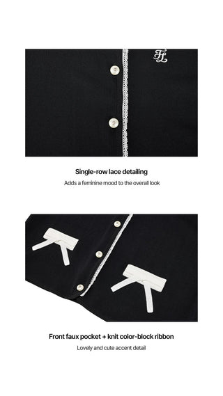 Crochet Collar Cardigan (Black)