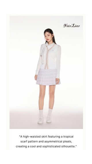 High Waist Pattern Skirt (Beige)