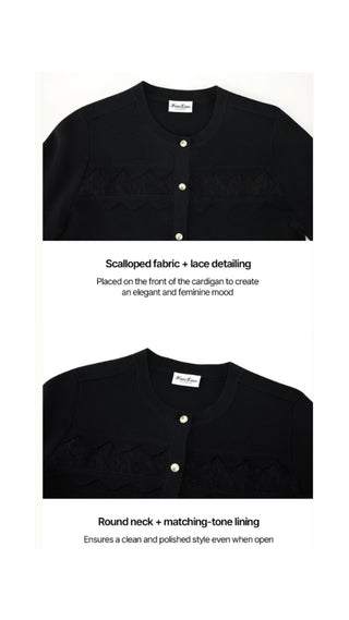 Lace Scallop Cardigan (Black)