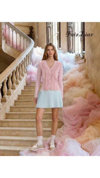 Organza V-neck cardigan (Coral)