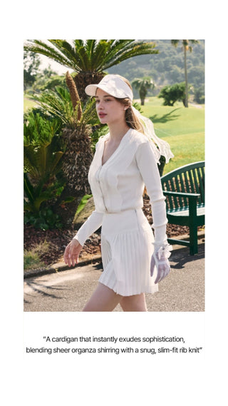 Organza V-neck cardigan (Coral)