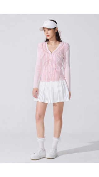 Organza V-neck cardigan (Coral)