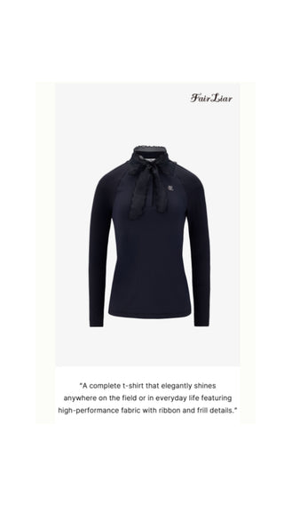 Organza Ribbon Long Sleeve Cooling T Shirt (Black)