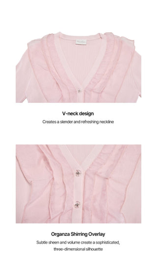 Organza V-neck cardigan (Coral)