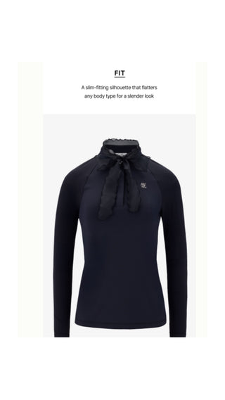 Organza Ribbon Long Sleeve Cooling T Shirt (Black)
