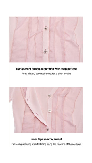 Organza V-neck cardigan (Coral)