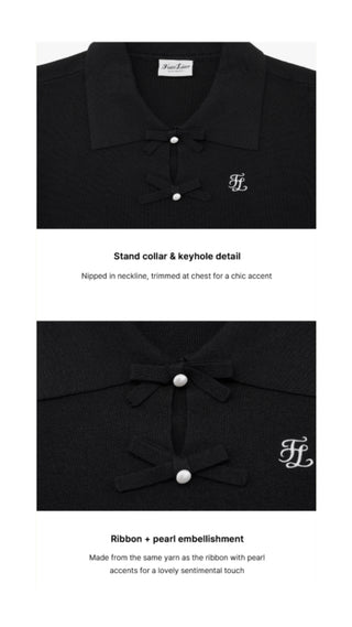 Flat Collar Open Pointed Knit (Black)