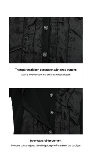 Organza V-neck cardigan (Black)