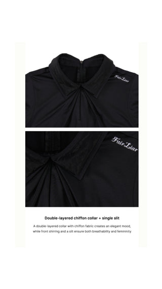 Front Shirring Sleeveless T Shirt (Black)