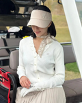Fair Liar Rib Frill Cardigan - White