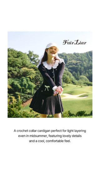 Crochet Collar Cardigan (White)