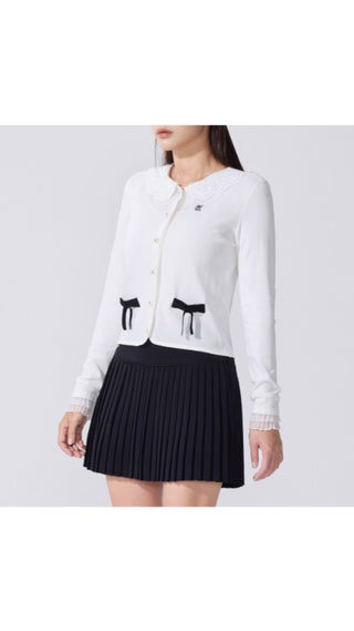 Crochet Collar Cardigan (White)