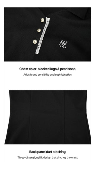 Scarf Set Open-neck T-Shirt (Black)