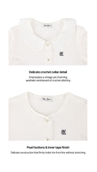 Crochet Collar Cardigan (White)