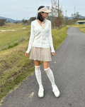 Fair Liar Rib Frill Cardigan - White