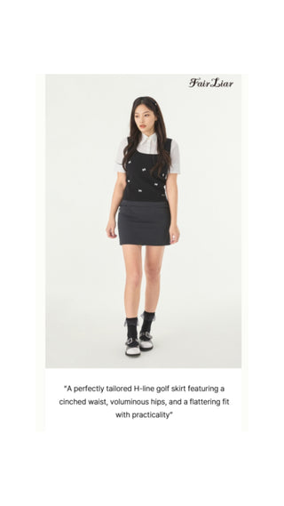 High Waist Ball Pocket Hline Skirt (Black)