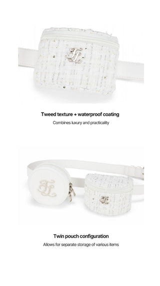 Tweed Twin Hip Bag (White)
