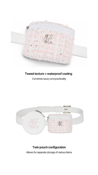 Tweed Twin Hip Bag (Coral)