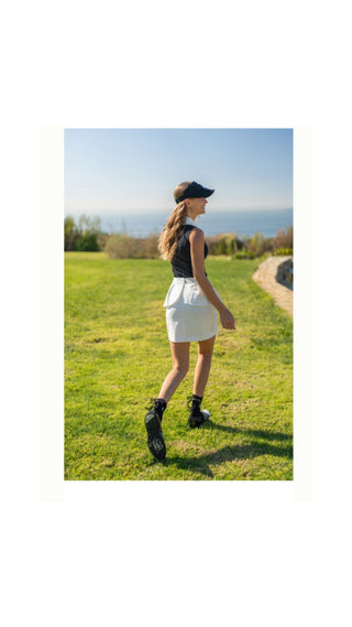 Big Collar Ribbon Sleeveless T Shirt (White)